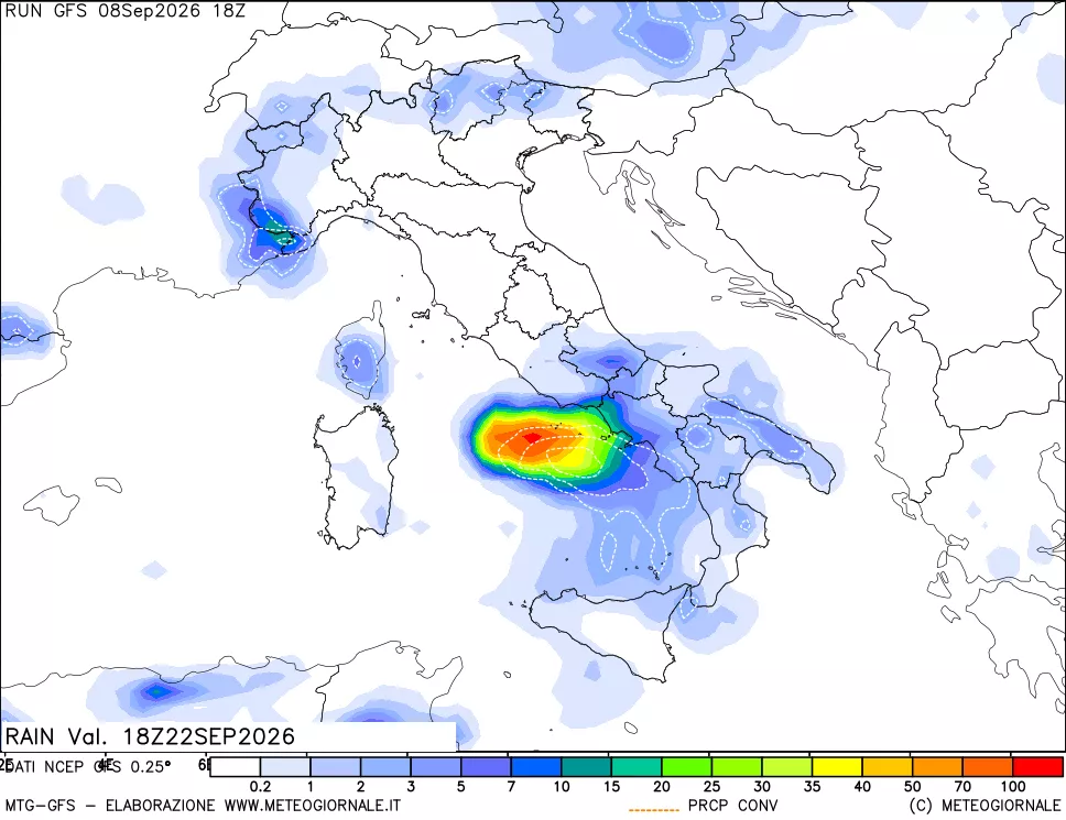mappa Precipitazioni totali e convettive