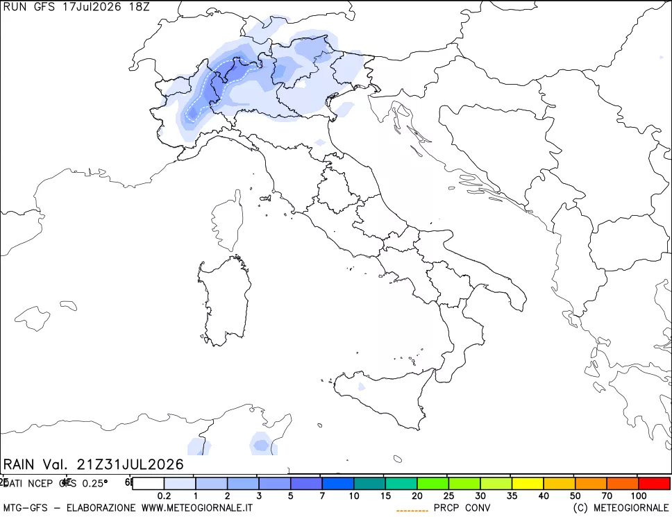 mappa Precipitazioni totali e convettive
