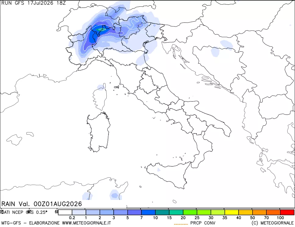mappa Precipitazioni totali e convettive