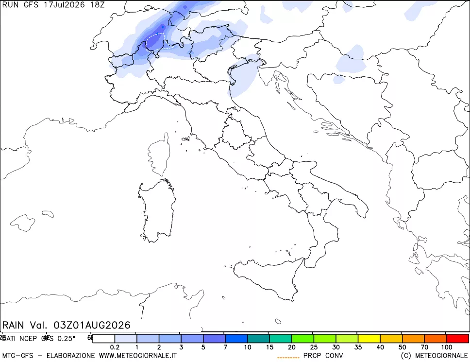 mappa Precipitazioni totali e convettive