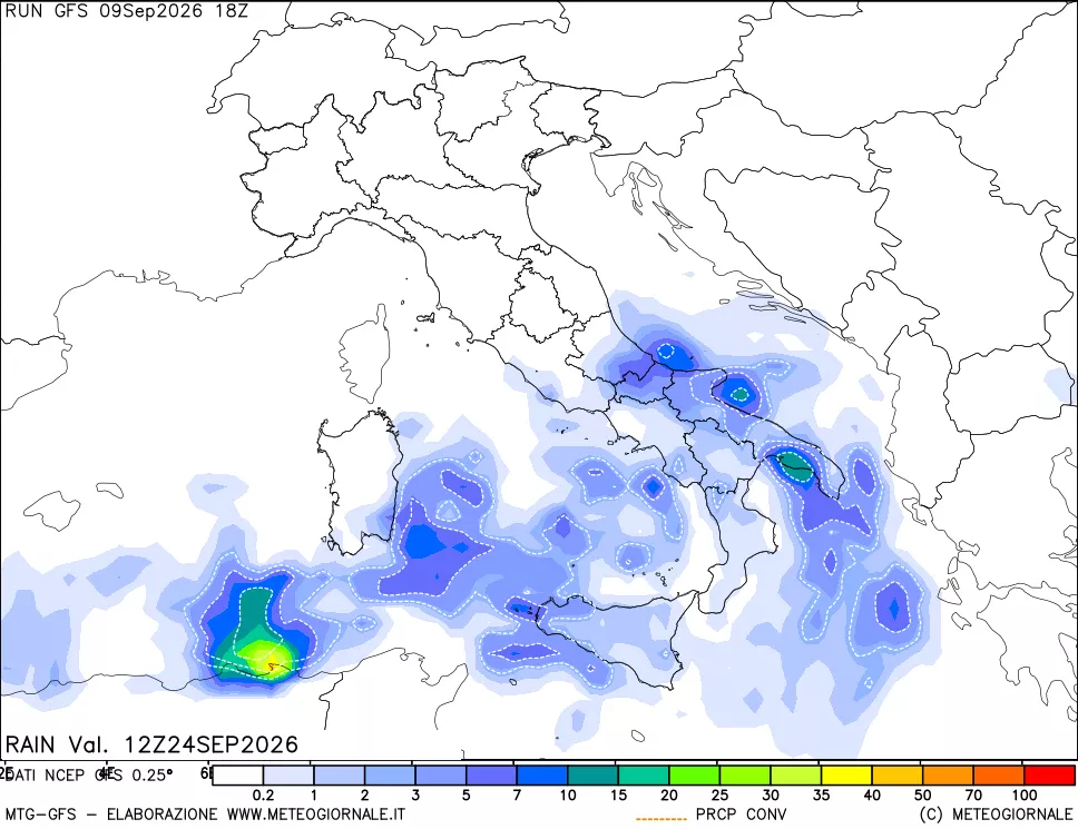 mappa Precipitazioni totali e convettive
