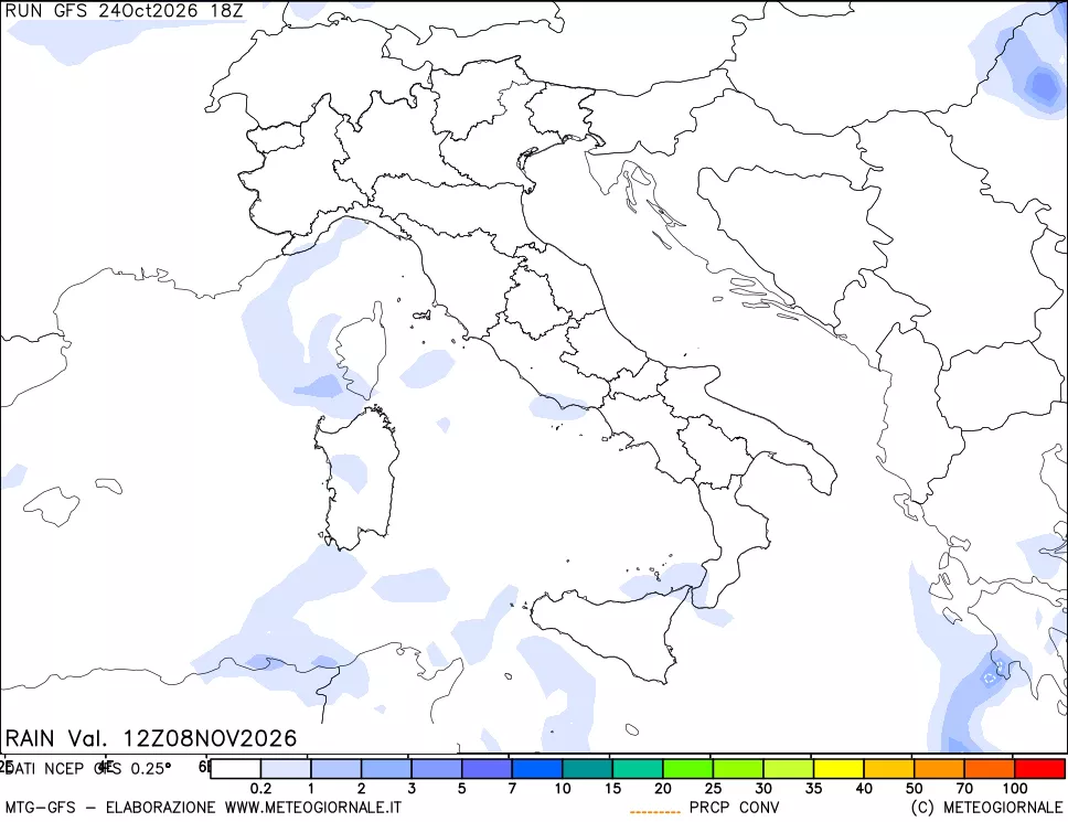 mappa Precipitazioni totali e convettive