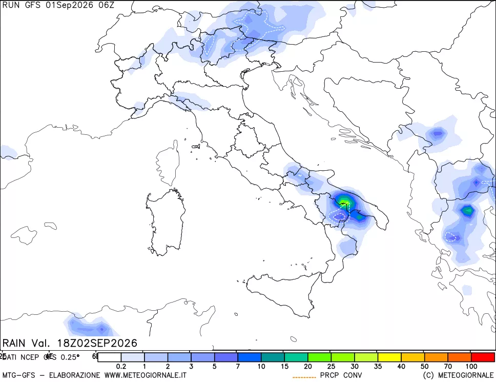 mappa Precipitazioni totali e convettive