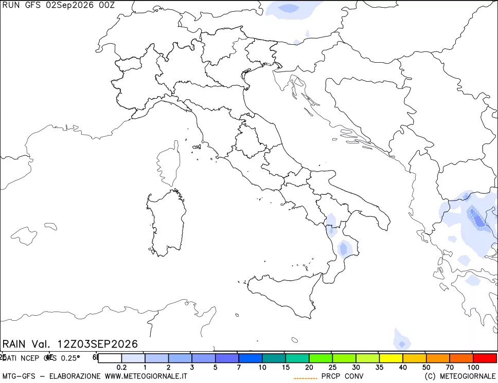 mappa Precipitazioni totali e convettive