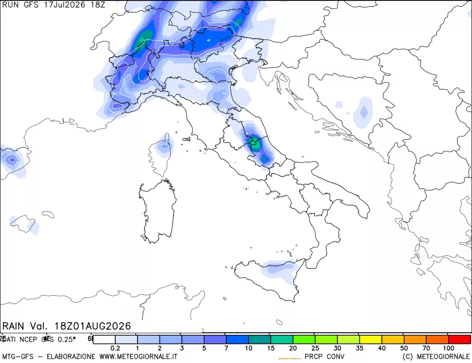 mappa Precipitazioni totali e convettive