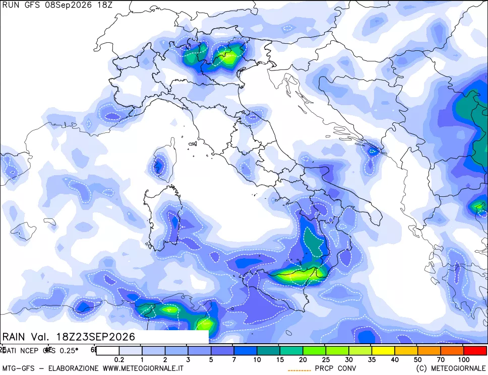 mappa Precipitazioni totali e convettive