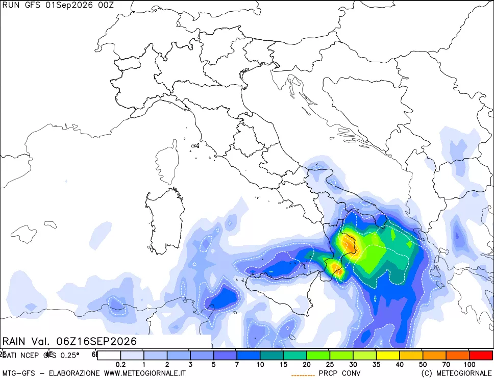 mappa Precipitazioni totali e convettive