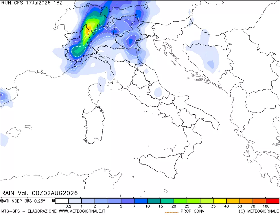 mappa Precipitazioni totali e convettive