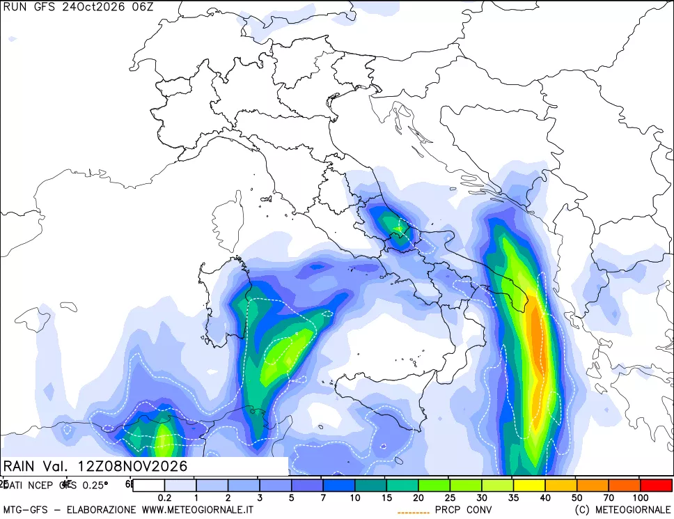 mappa Precipitazioni totali e convettive
