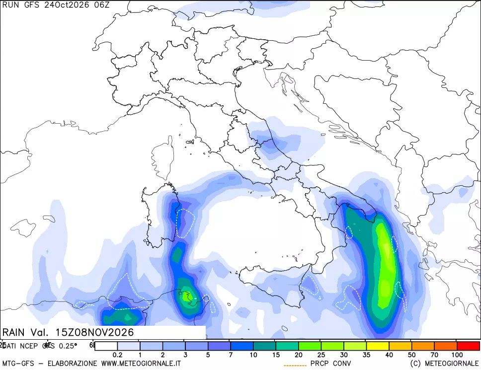 mappa Precipitazioni totali e convettive