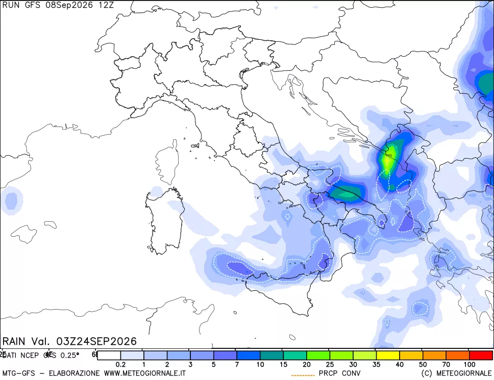 mappa Precipitazioni totali e convettive