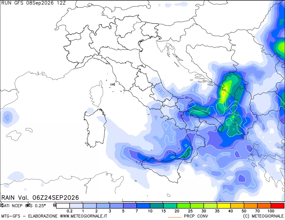 mappa Precipitazioni totali e convettive