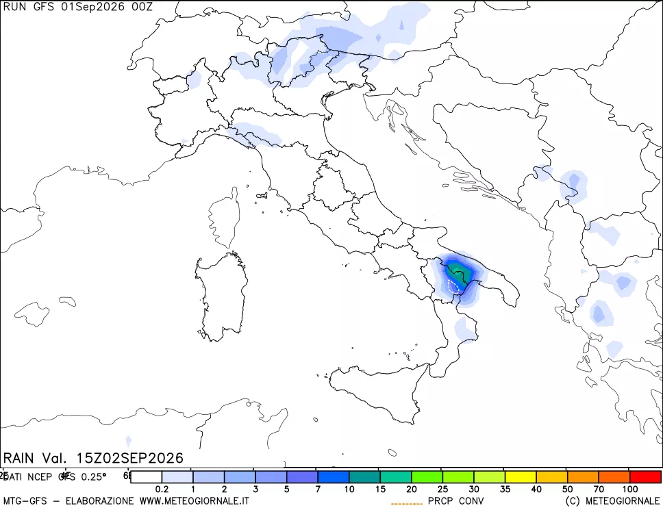 mappa Precipitazioni totali e convettive