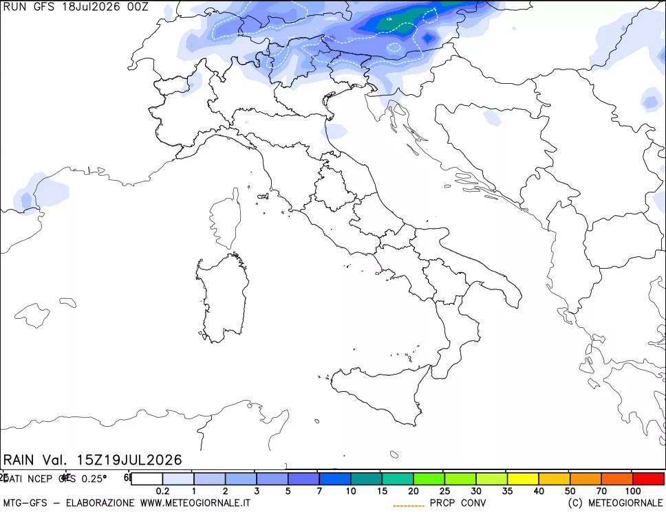 mappa Precipitazioni totali e convettive