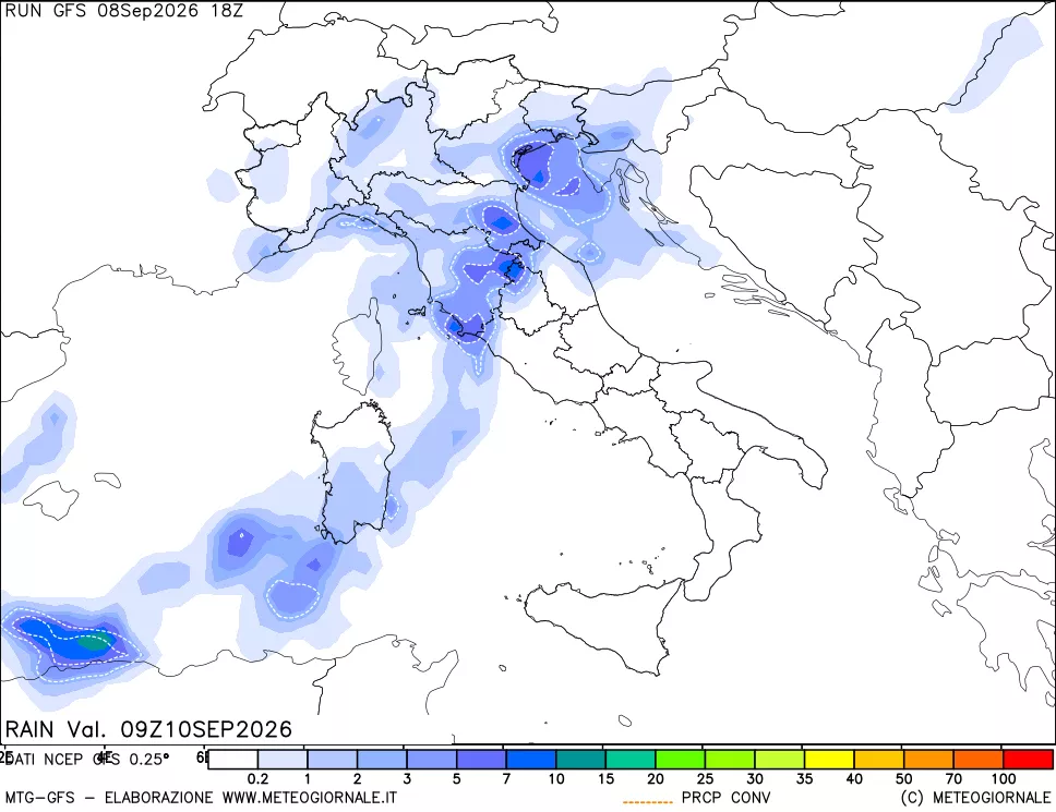 mappa Precipitazioni totali e convettive