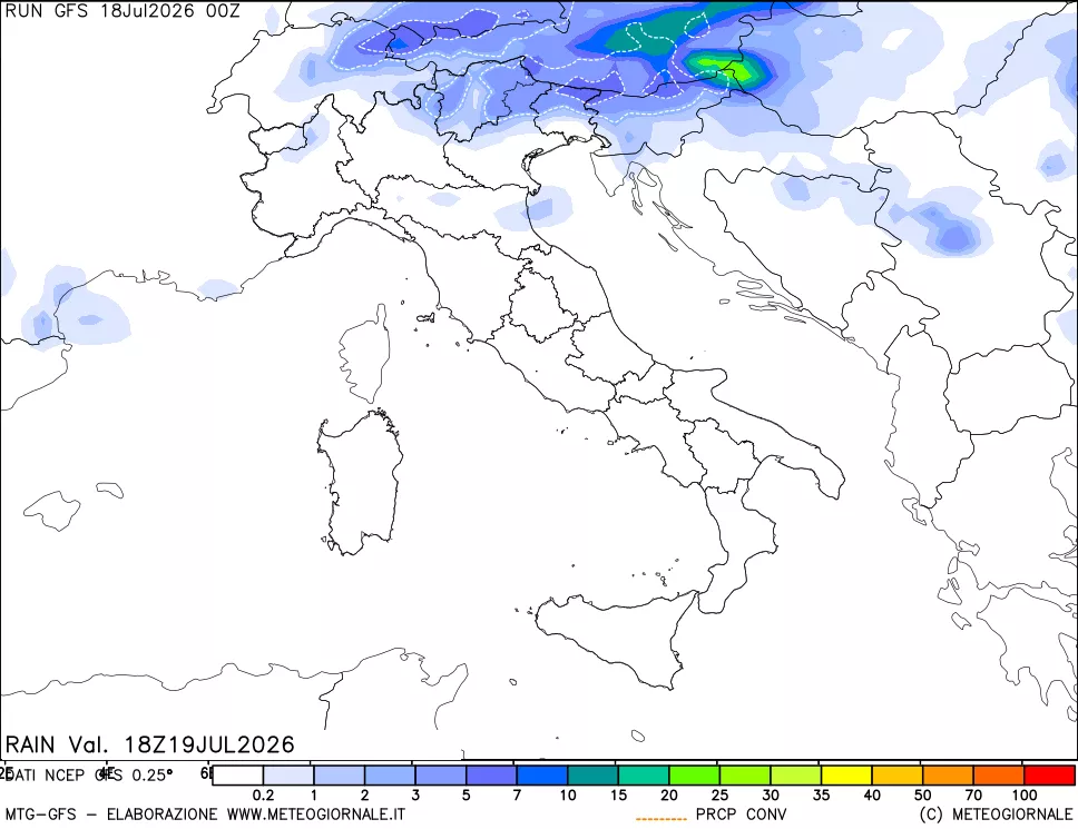 mappa Precipitazioni totali e convettive