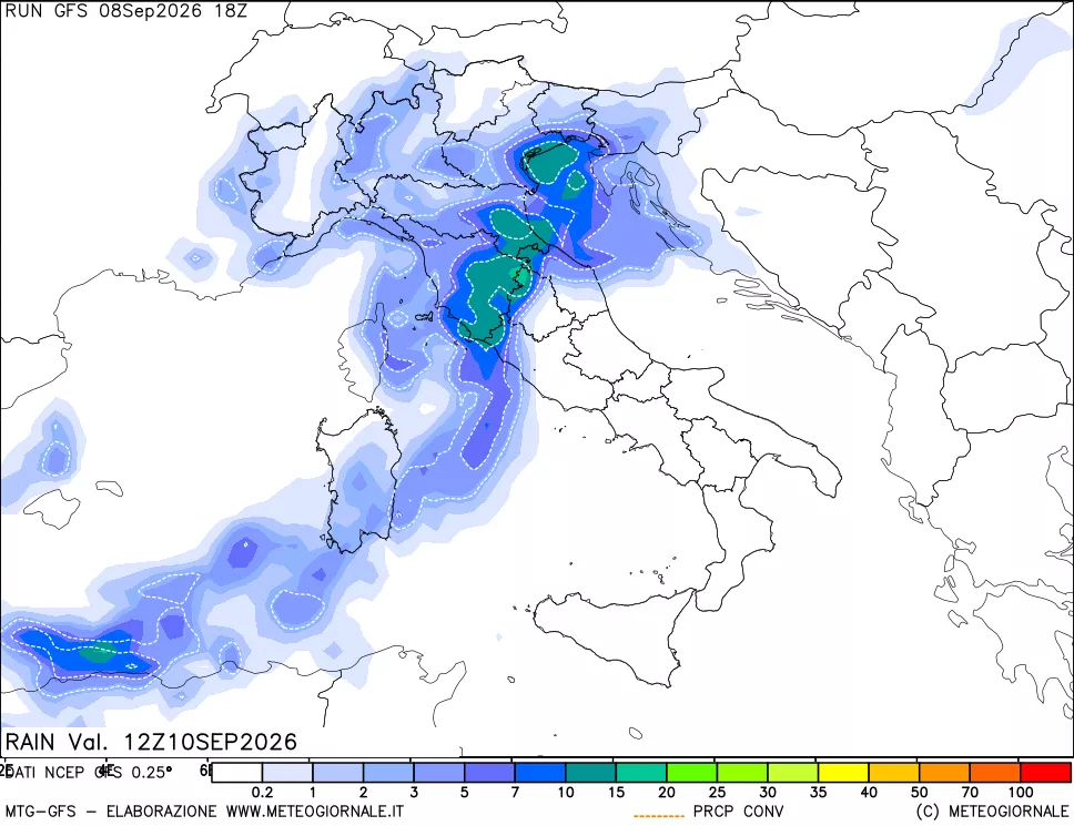 mappa Precipitazioni totali e convettive