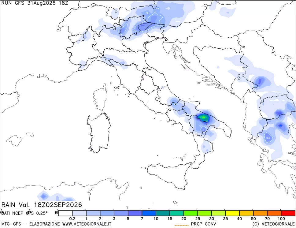 mappa Precipitazioni totali e convettive