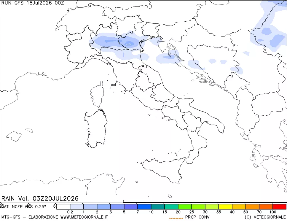 mappa Precipitazioni totali e convettive
