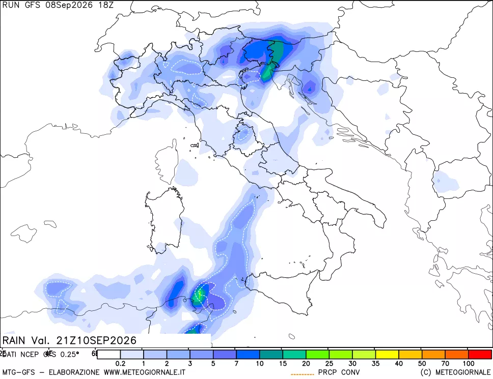mappa Precipitazioni totali e convettive