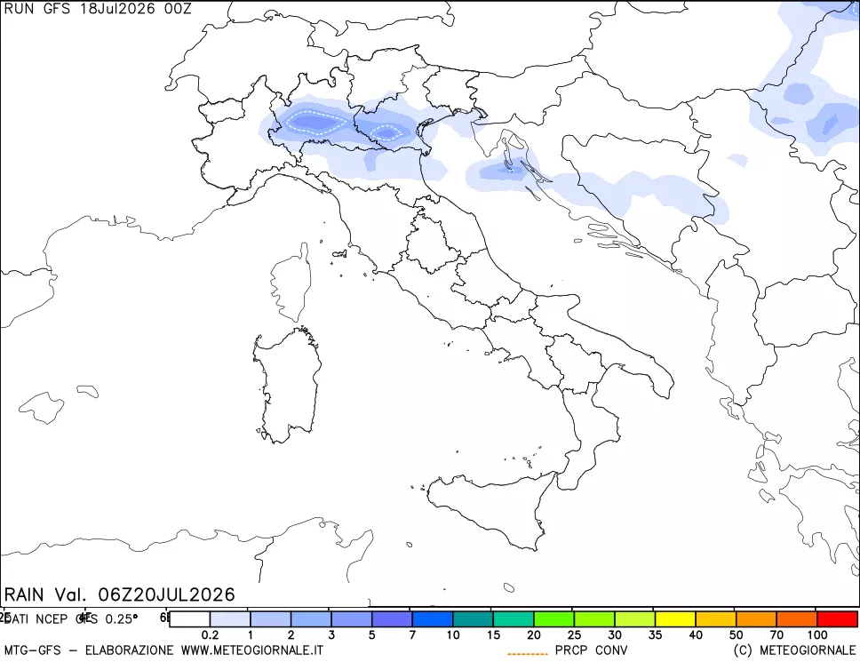 mappa Precipitazioni totali e convettive