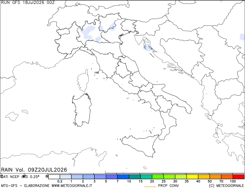 mappa Precipitazioni totali e convettive