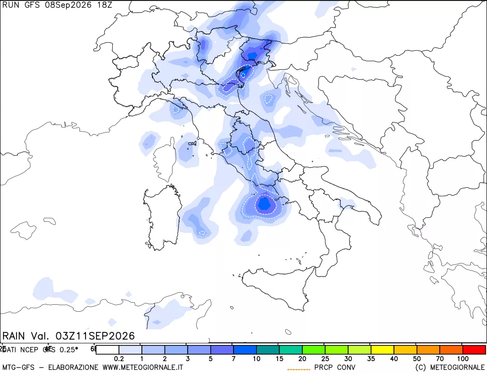 mappa Precipitazioni totali e convettive