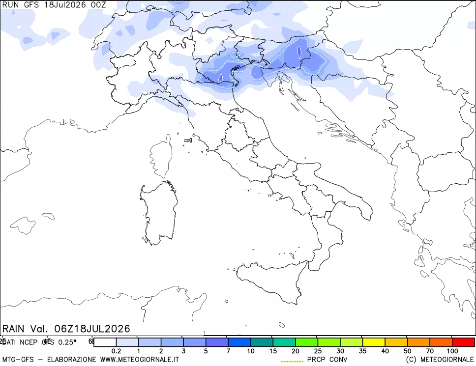 mappa Precipitazioni totali e convettive