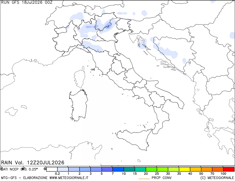 mappa Precipitazioni totali e convettive