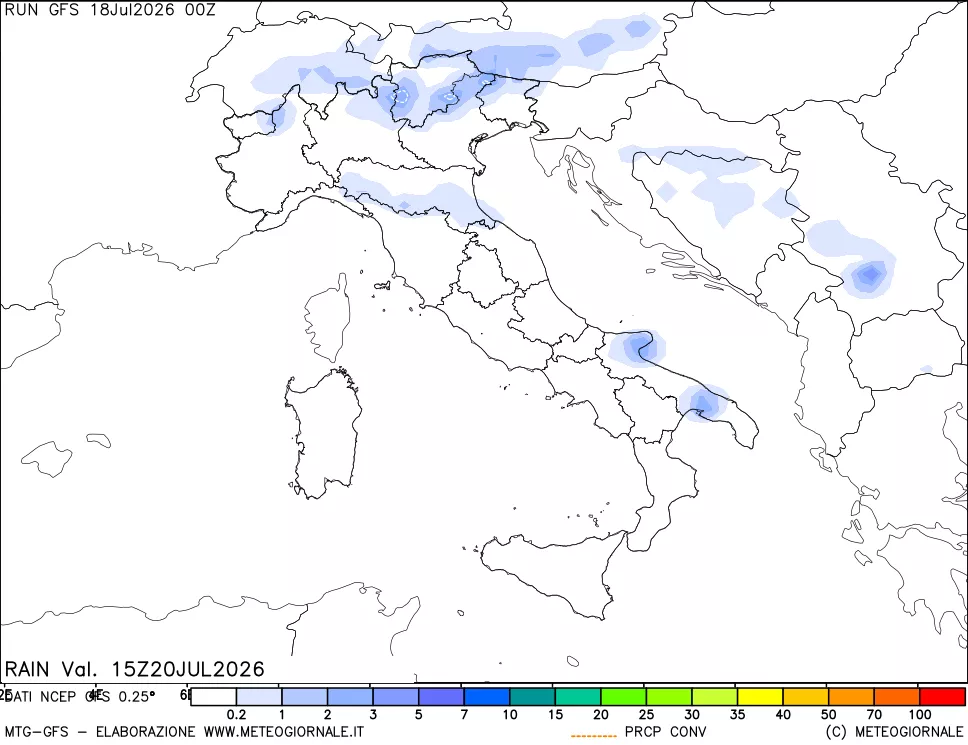 mappa Precipitazioni totali e convettive
