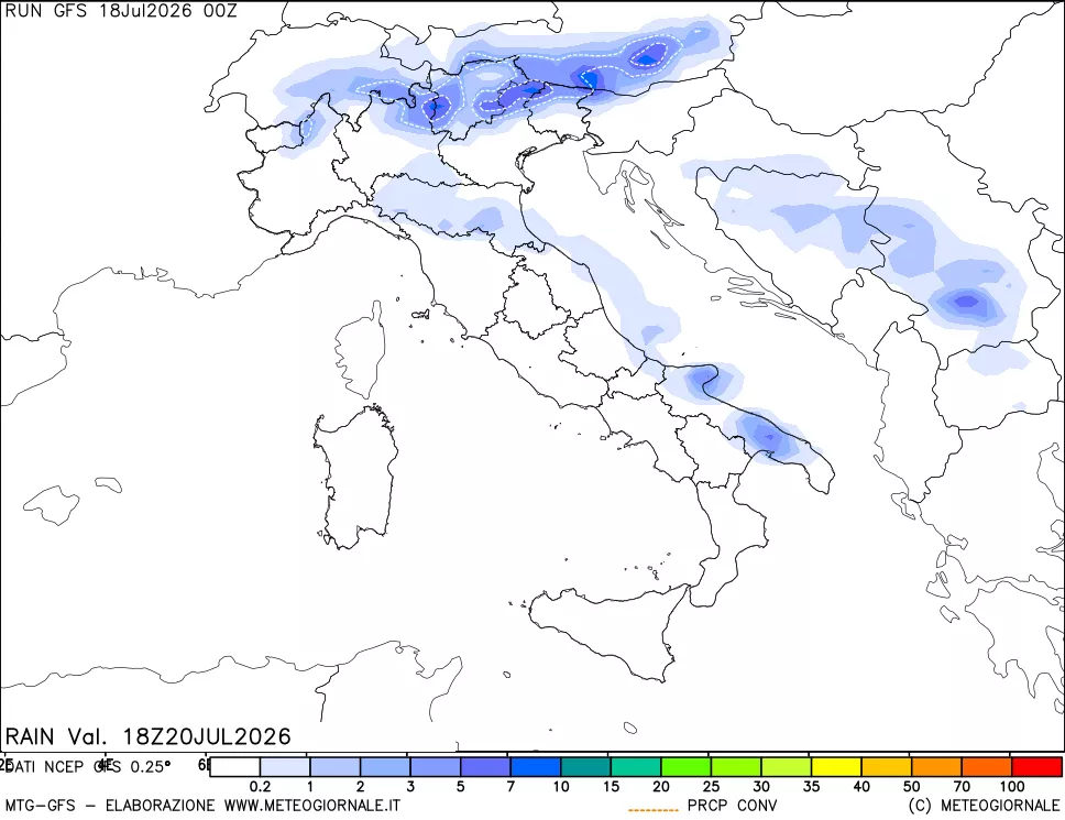 mappa Precipitazioni totali e convettive