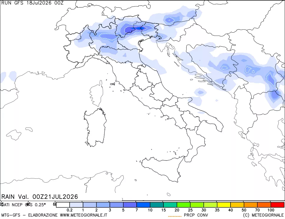 mappa Precipitazioni totali e convettive