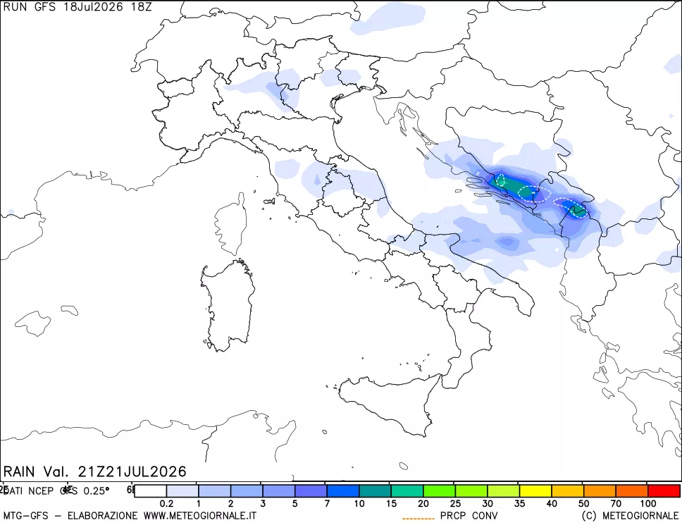 mappa Precipitazioni totali e convettive