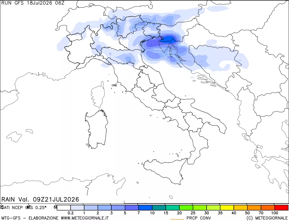 mappa Precipitazioni totali e convettive
