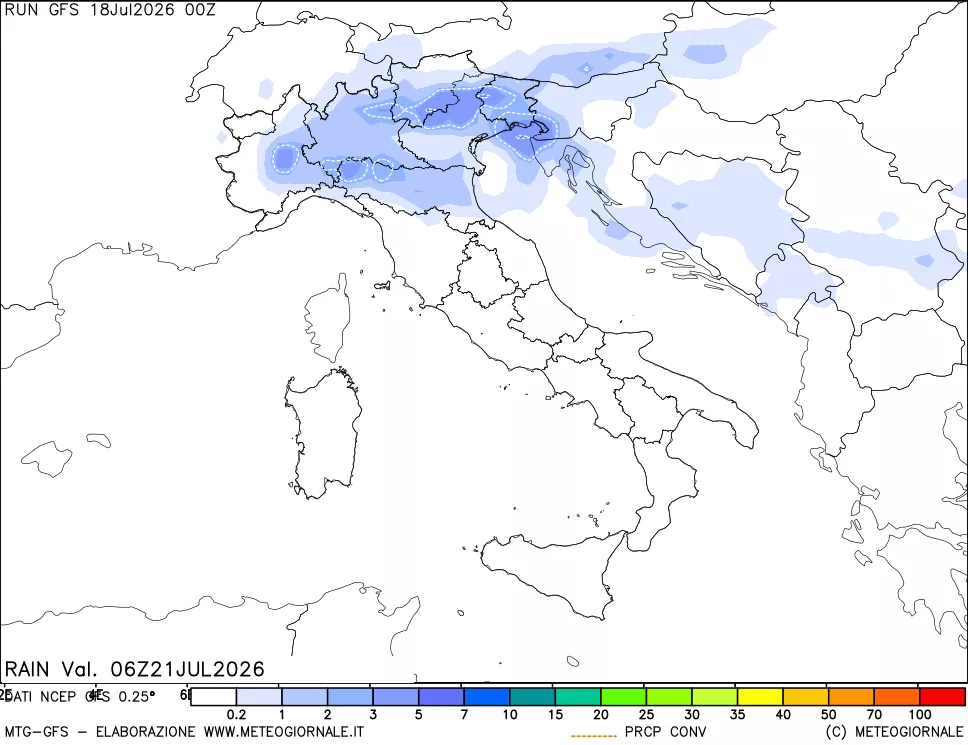 mappa Precipitazioni totali e convettive