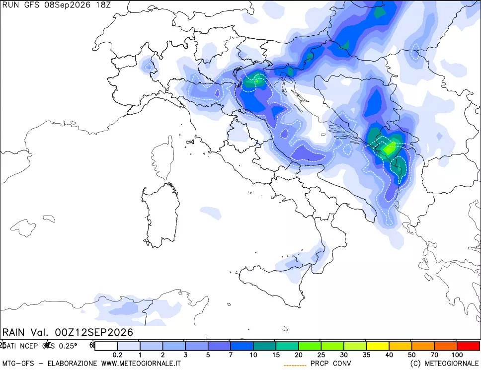 mappa Precipitazioni totali e convettive