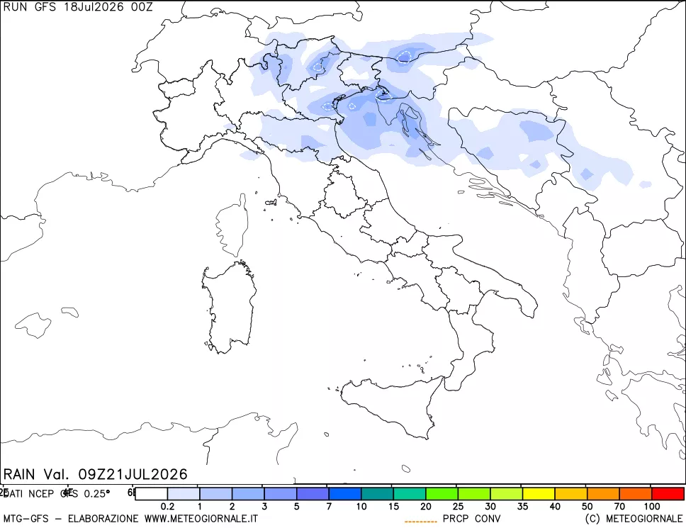 mappa Precipitazioni totali e convettive