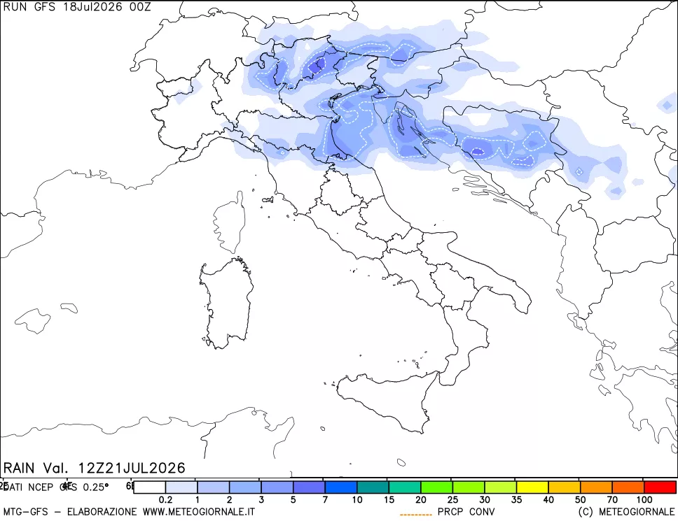 mappa Precipitazioni totali e convettive