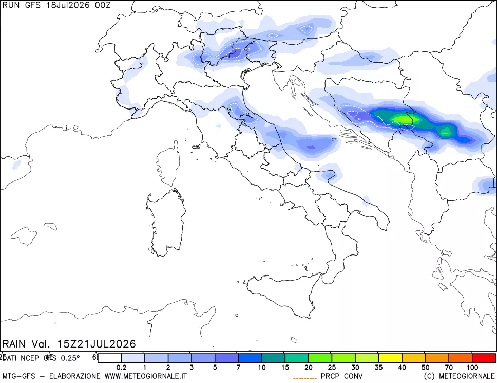 mappa Precipitazioni totali e convettive