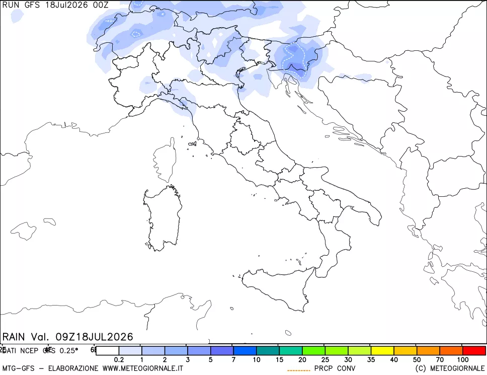 mappa Precipitazioni totali e convettive
