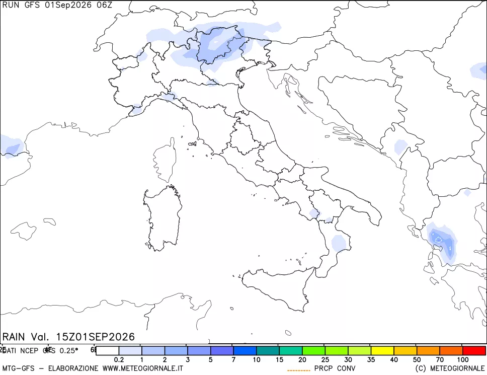 mappa Precipitazioni totali e convettive