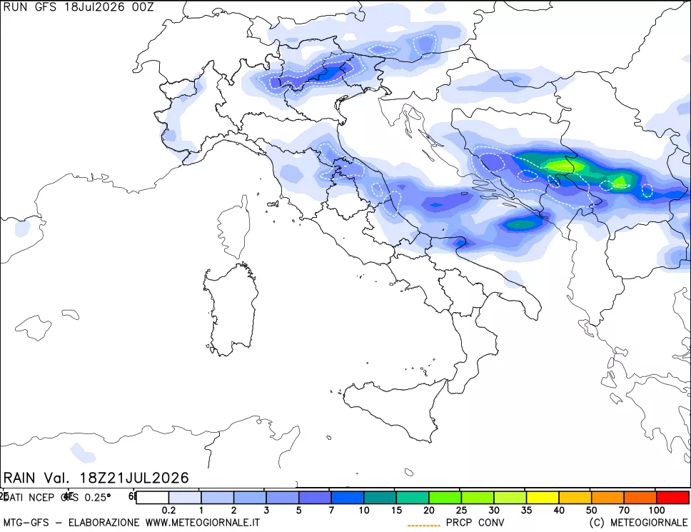 mappa Precipitazioni totali e convettive