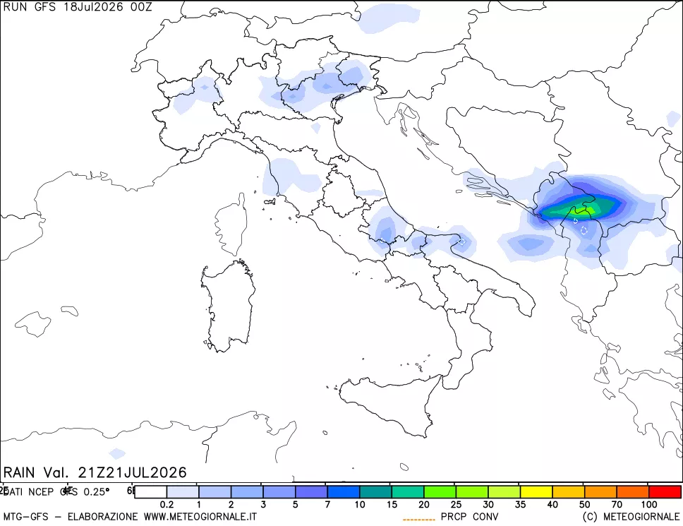 mappa Precipitazioni totali e convettive