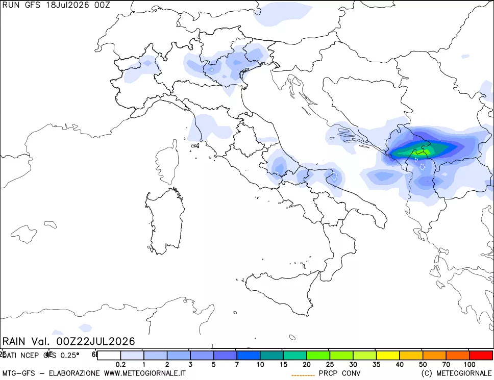 mappa Precipitazioni totali e convettive