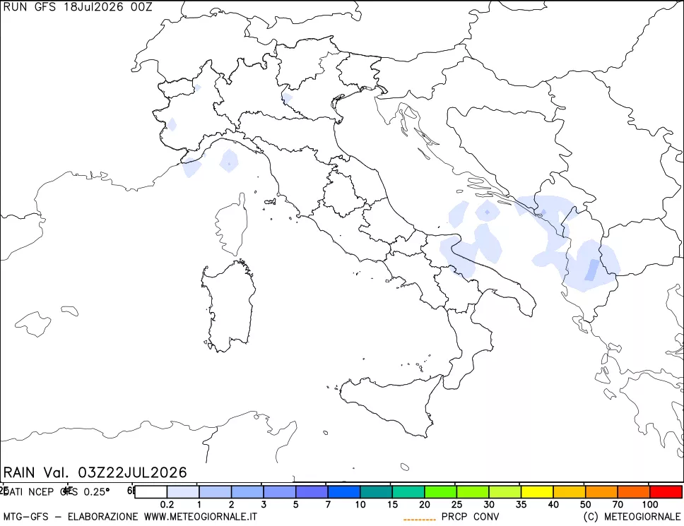 mappa Precipitazioni totali e convettive