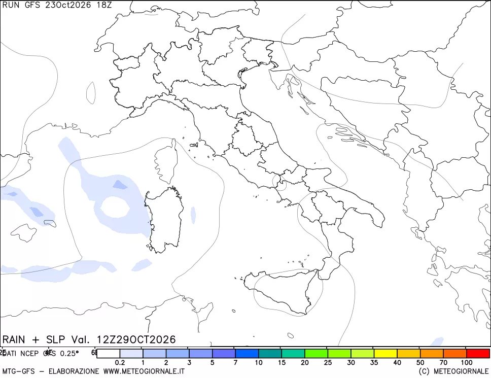 mappa Precipitazioni e pressione SLM