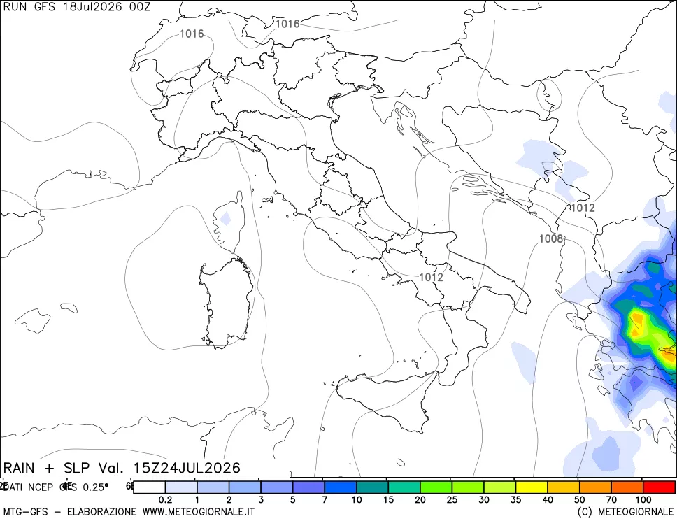 mappa Precipitazioni e pressione SLM