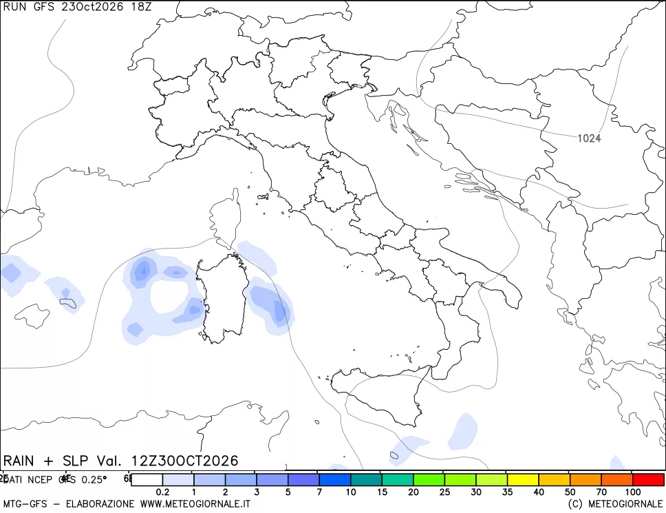 mappa Precipitazioni e pressione SLM