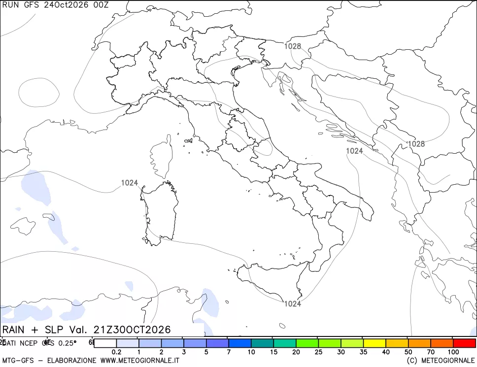 mappa Precipitazioni e pressione SLM