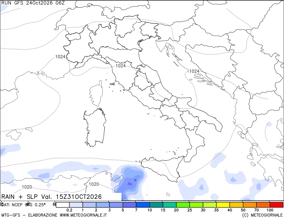 mappa Precipitazioni e pressione SLM